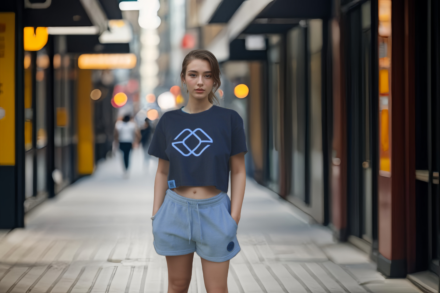 AKI x CHI - LAINE Crop Tee in Lake Blue