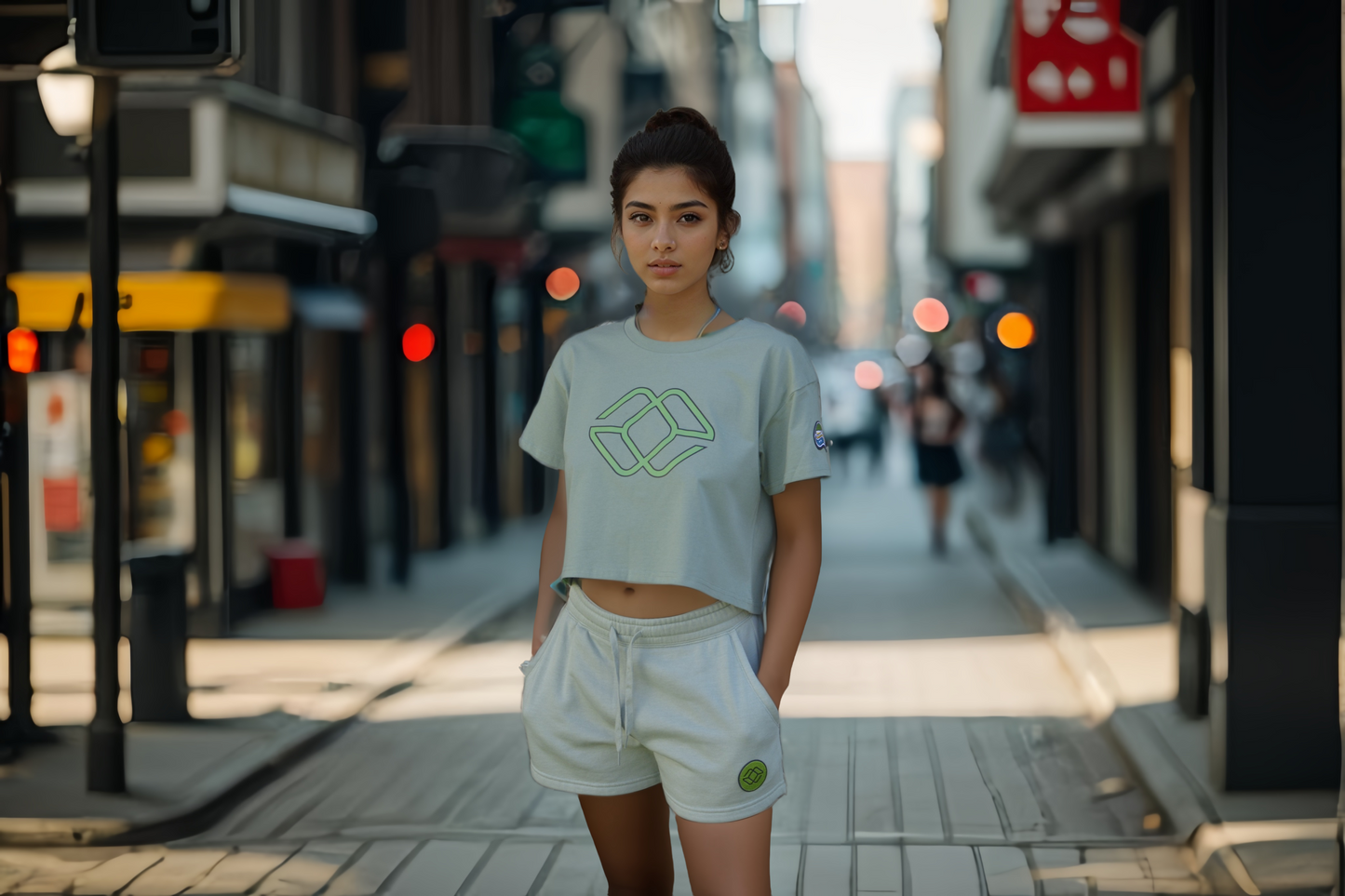AKI x CHI - LAINE Crop Tee in River Green