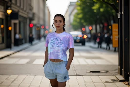 AKI x CHI - LAINE Crop Tee in Twirl Blue