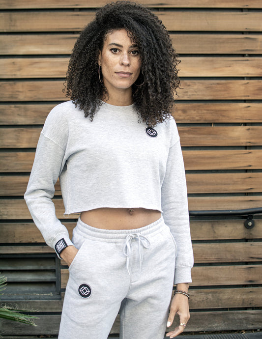 AKI Cropped Crew - Heather Gray