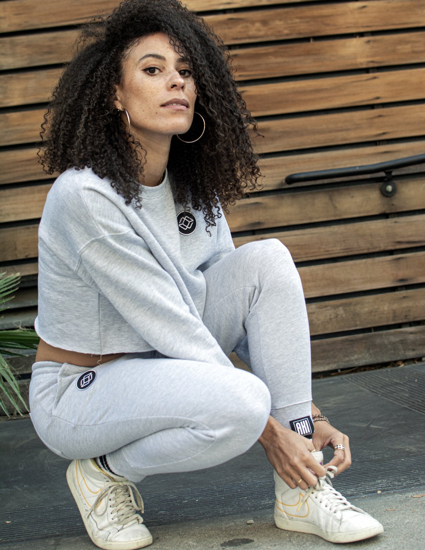 AKI Cropped Crew - Heather Gray