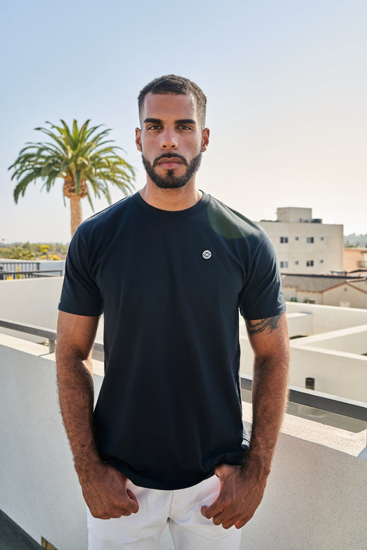 LAINE TEE IN NAVY - WHITE LOGO