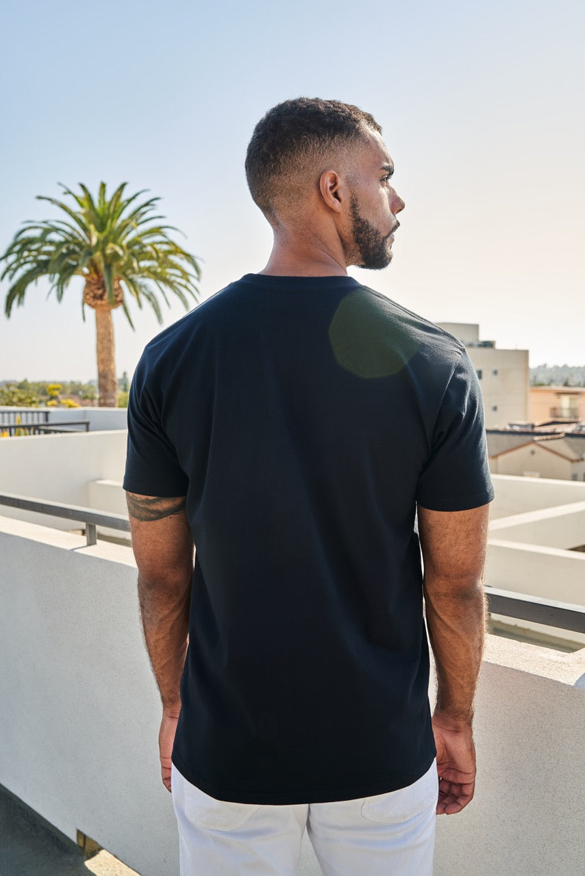 LAINE TEE IN NAVY - WHITE LOGO