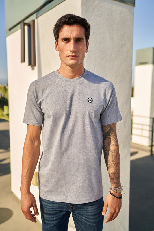 LAINE TEE IN GREY- WHITE LOGO