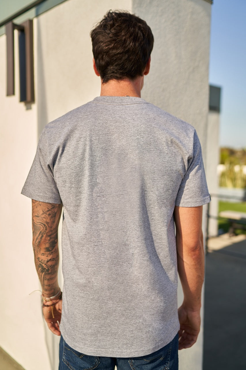 LAINE TEE IN GREY- WHITE LOGO