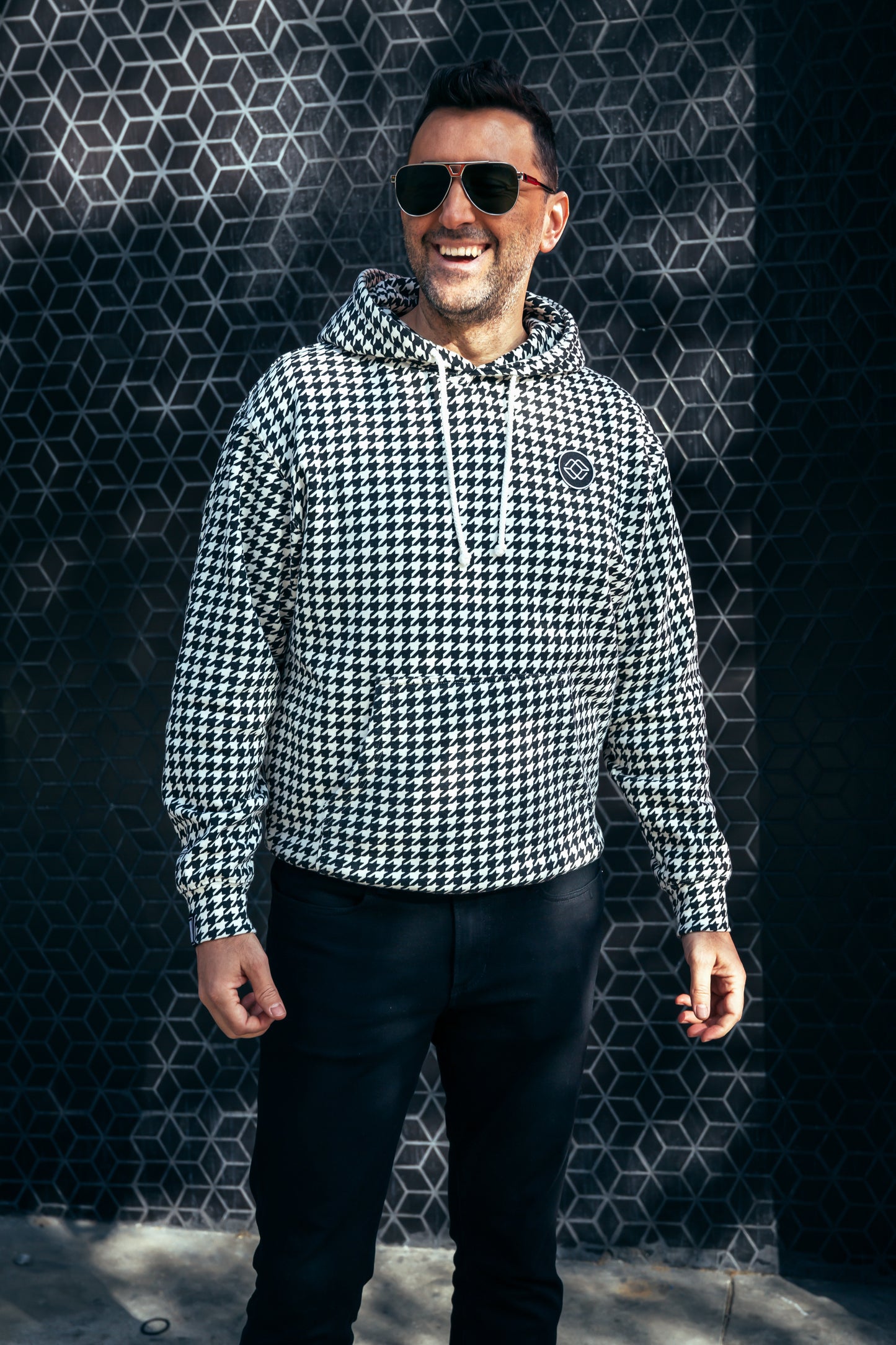 AKI X NY MAKI HOOD - HOUNDSTOOTH