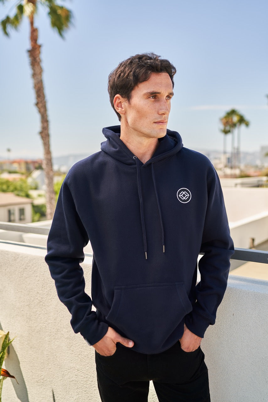 MAKI HOOD IN NAVY - BLACK LOGO