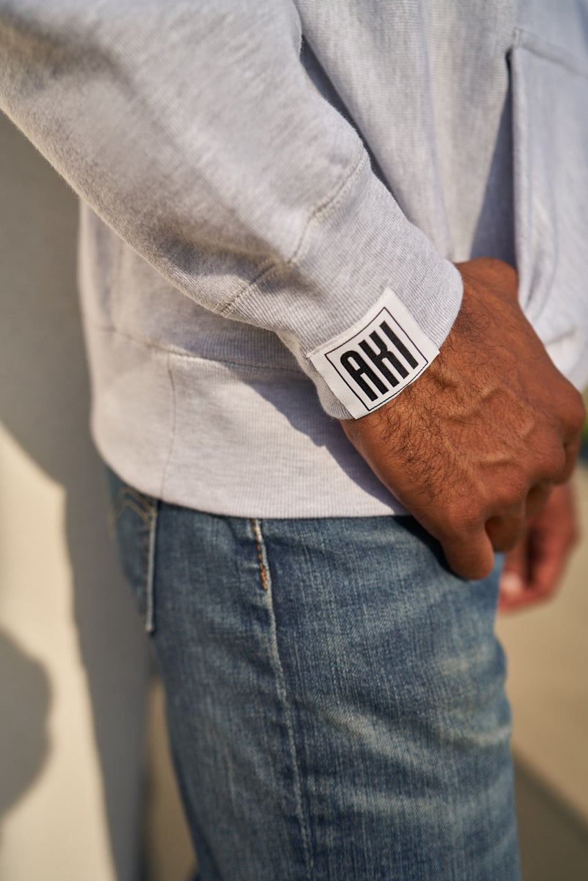 MAKI HOOD IN GREY - WHITE LOGO