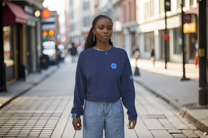 AKI x CHI - LAINE Cropped Crew in Lake Blue