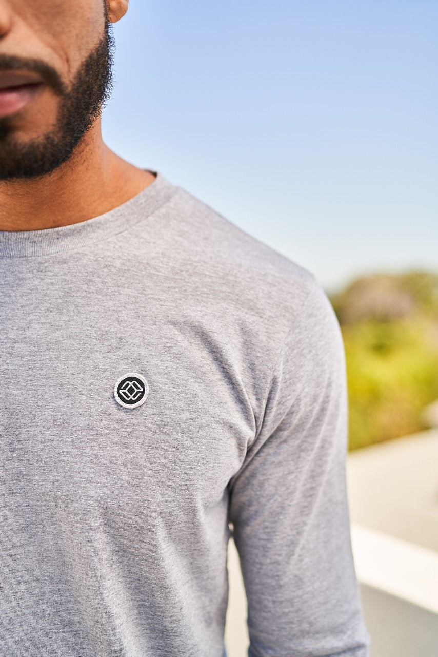 TALI TEE IN GREY - BLACK LOGO