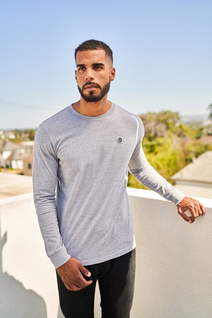 TALI TEE IN GREY - BLACK LOGO
