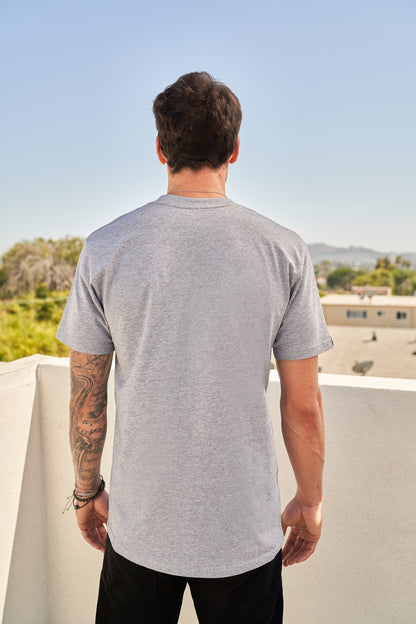 LAINE TEE IN GREY - BLACK LOGO