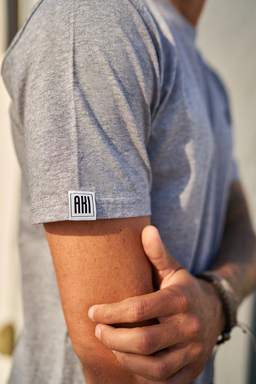 LAINE TEE IN GREY- WHITE LOGO